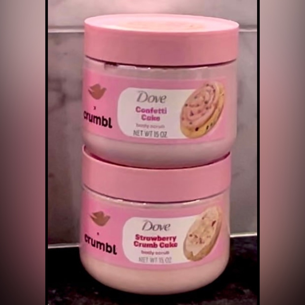 2 pc Dove x Crumbl Scrub Set Confetti Cake & Strawberry Crumb Cake